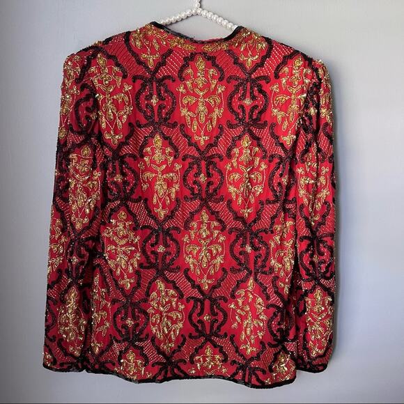 Vintage Niteline by Della Roufogali Beaded Silk Jacket Medium - Picture 5 of 7